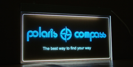 acrylic led engrave sign in time compass