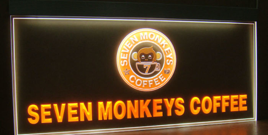 acrylic led engrave sign seven monkey